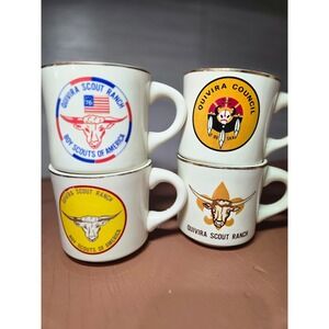 Vintage Boy Scouts of America Quivira Scout Ranch Council Mugs Set of 4 USA New